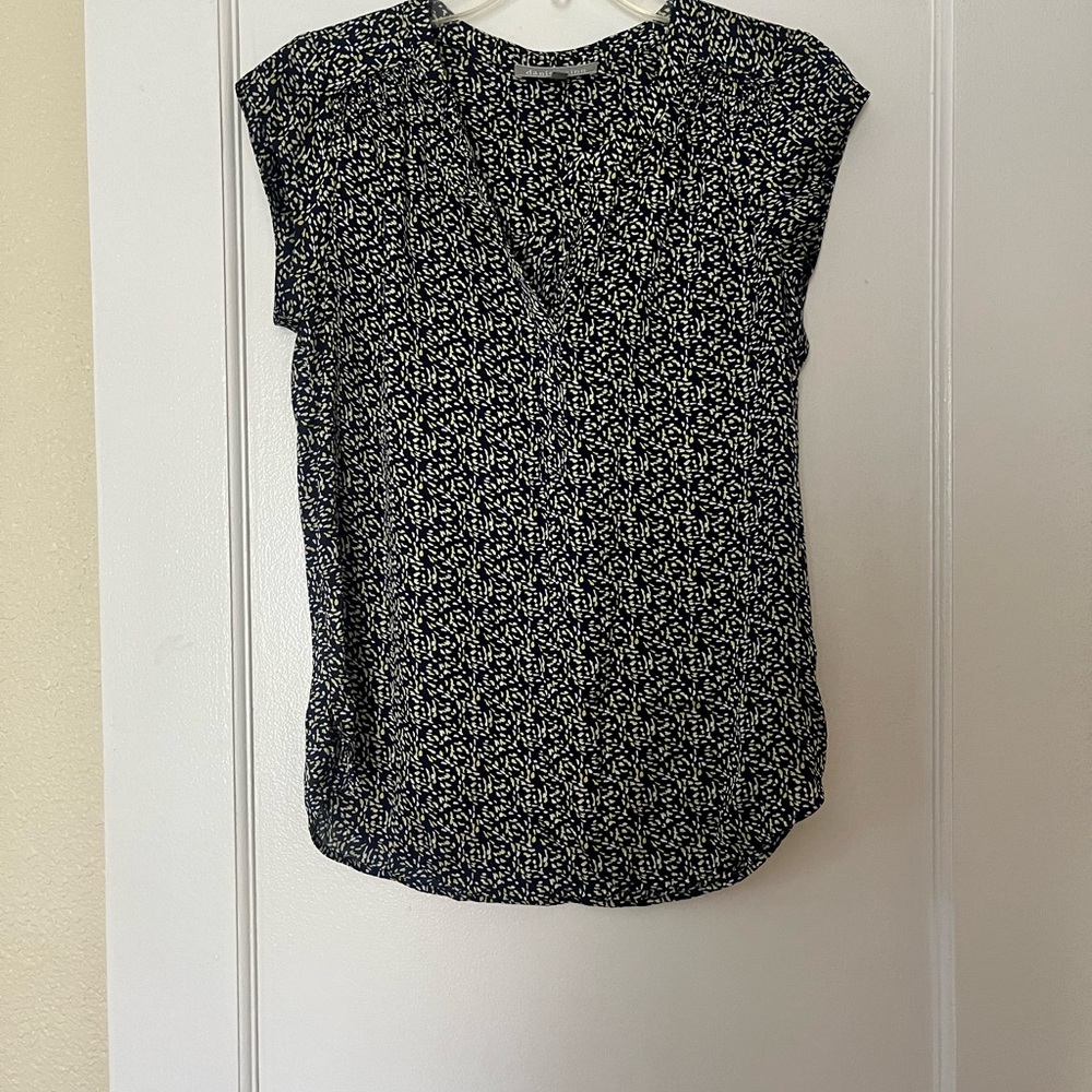 Daniel Rainn Black and White Fitted Wrap Blouse